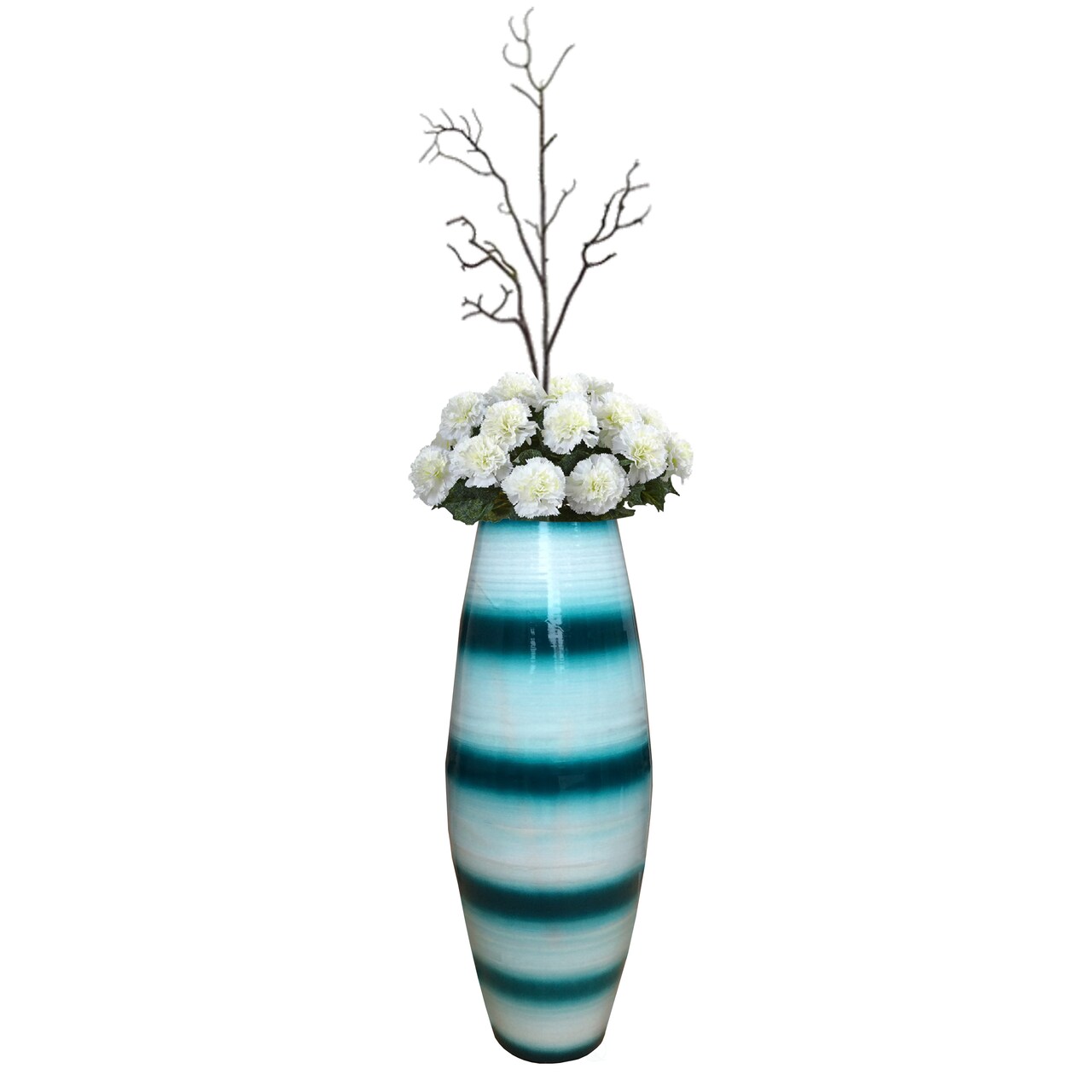 Uniquewise Tall Cylinder Bamboo Floor Vase Decorative Accent for Hotel Lobbies and Spa, Perfect Decor for Living Room or Hallway